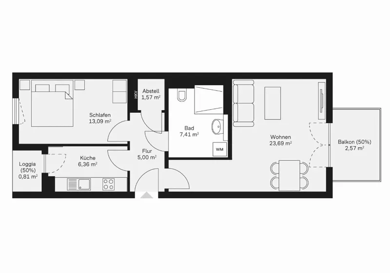 2-Zimmer-Neubauwohnung (Erstbezug) mit Einbauküche und Balkon — photo 1
